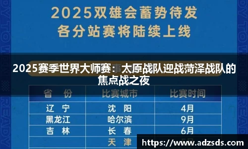 2025赛季世界大师赛：太原战队迎战菏泽战队的焦点战之夜
